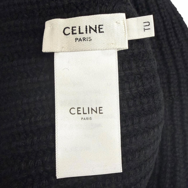 Excellent CELINE hat Trionf Applique Knit Bucket black cashmere mens