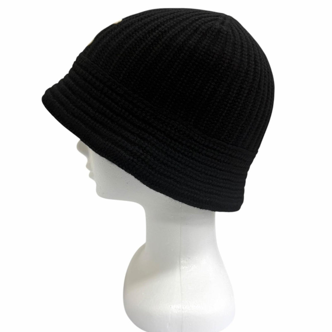 Excellent CELINE hat Trionf Applique Knit Bucket black cashmere mens
