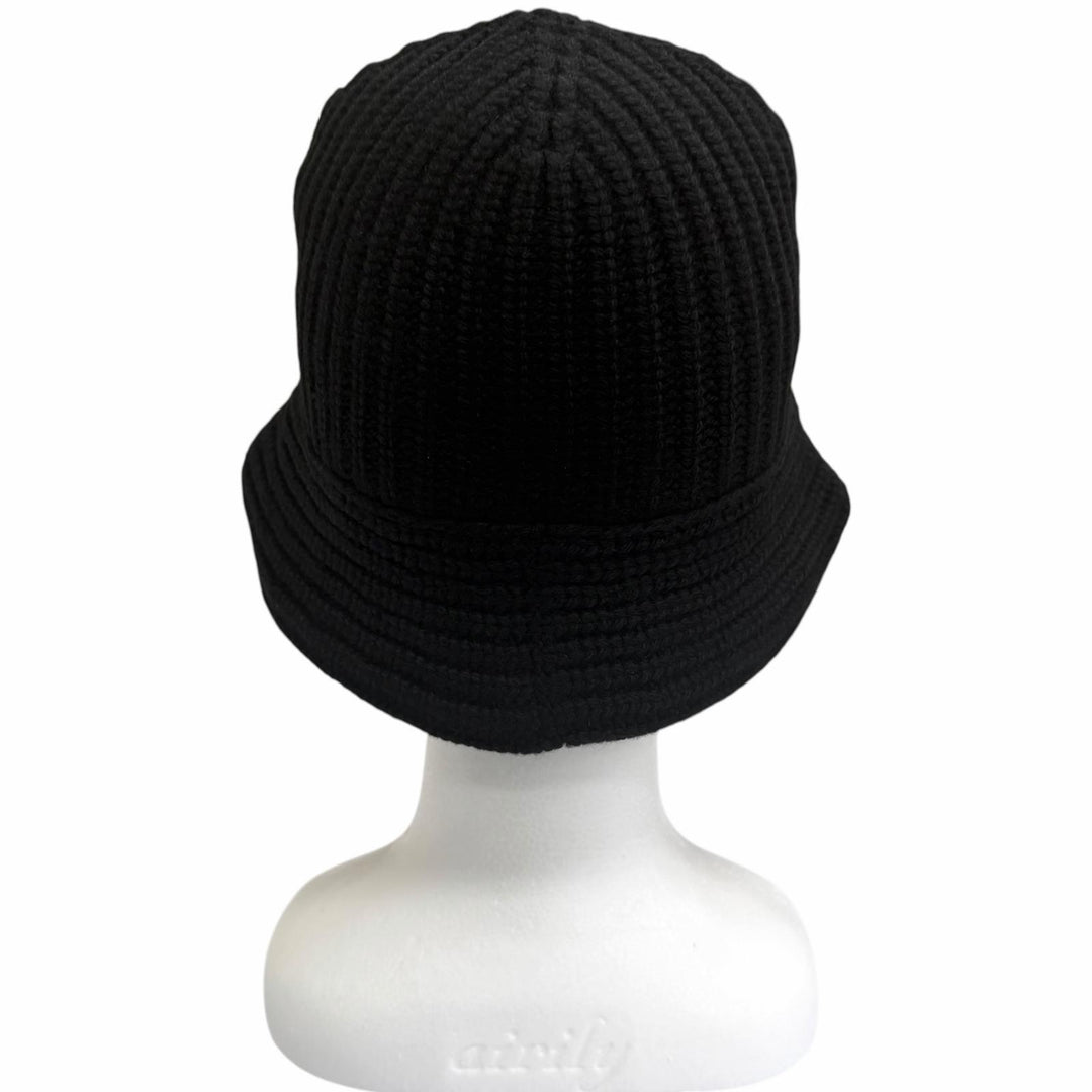 Excellent CELINE hat Trionf Applique Knit Bucket black cashmere mens