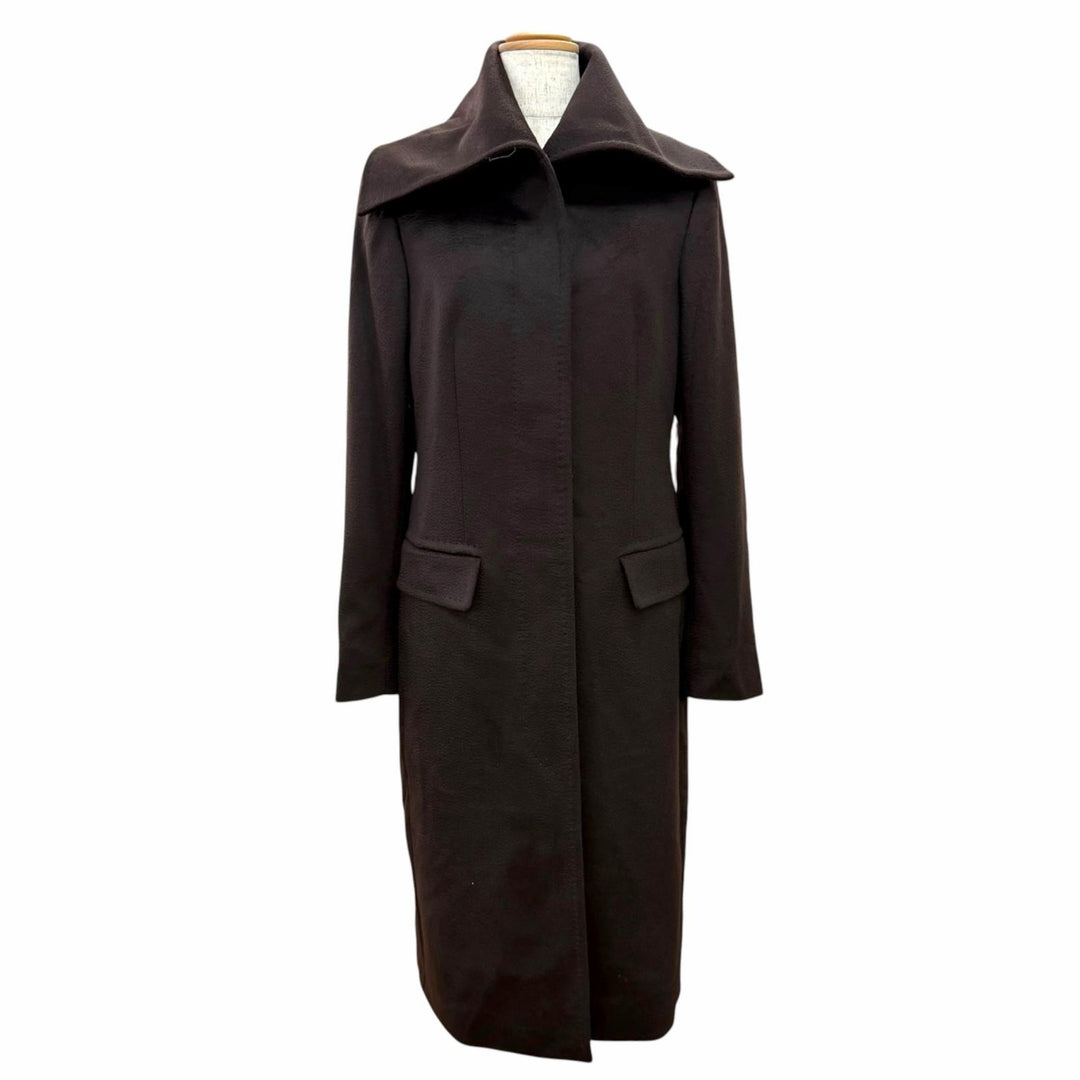 Pristine Max Mara coat White tag Dark brown wool Women IT 40 10161493