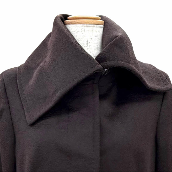 Pristine Max Mara coat White tag Dark brown wool Women IT 40 10161493