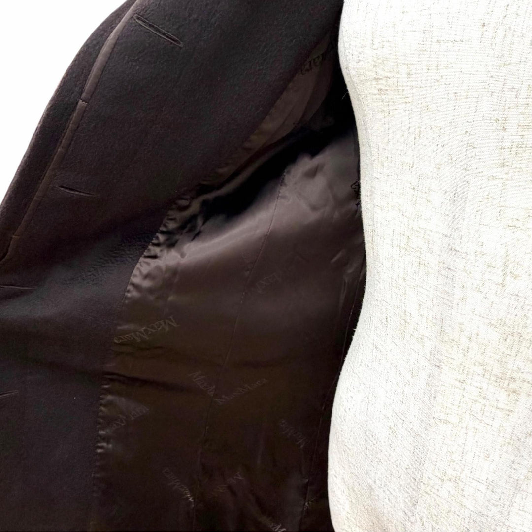 Pristine Max Mara coat White tag Dark brown wool Women IT 40 10161493