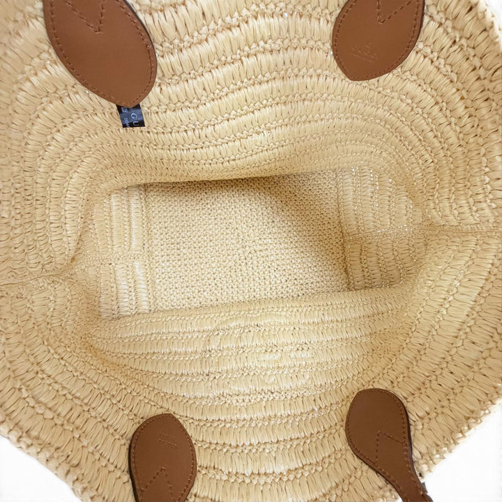 Pristine GUCCI Tote Bag GG logo raffia leather basket bag natural Women 836506