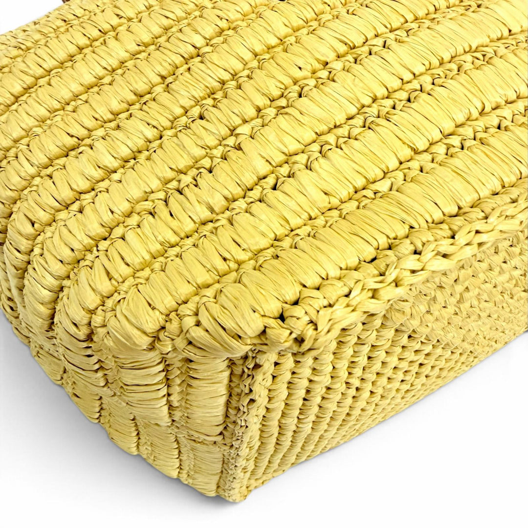 Pristine GUCCI Tote Bag GG logo raffia leather basket bag natural Women 836506