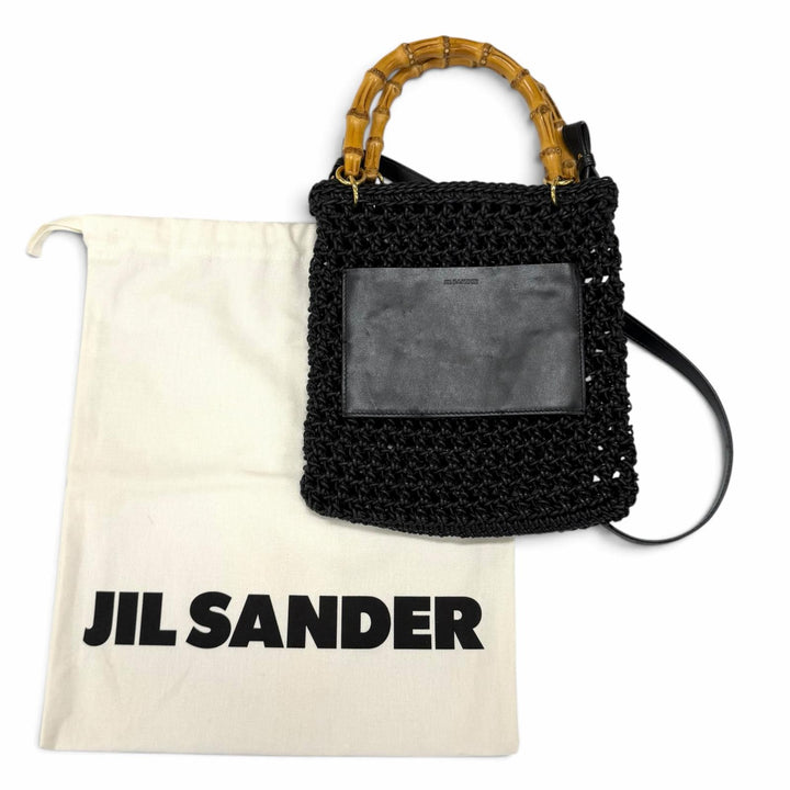 Excellent JIL SANDER Shoulder Bag Logo-embroidered leather accents 2-way handbag