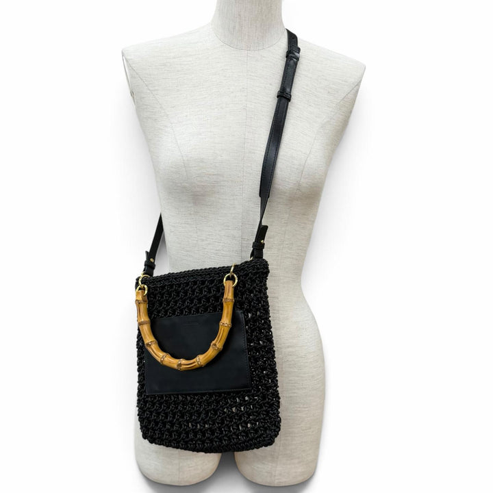 Excellent JIL SANDER Shoulder Bag Logo-embroidered leather accents 2-way handbag