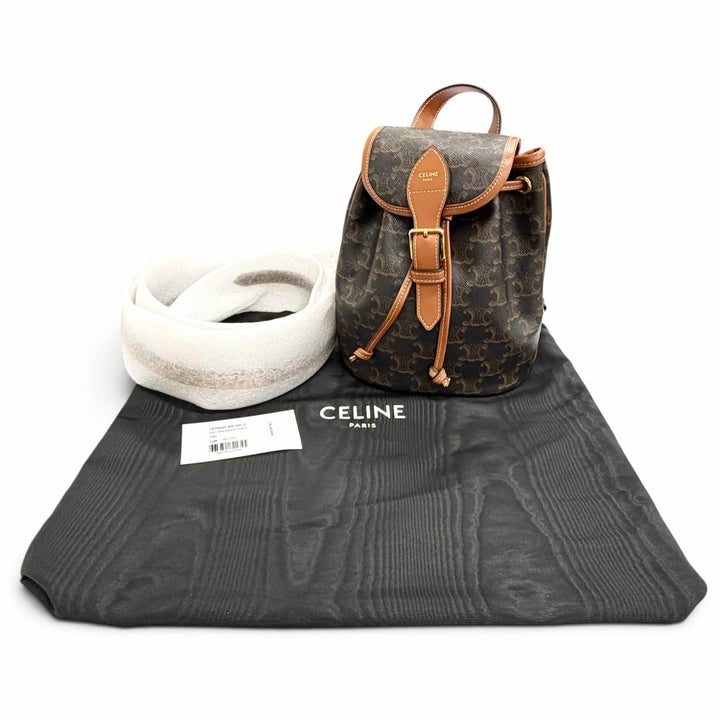 Pristine CELINE Mini Folco Backpack Triomphe canvas Women 197662CAS.04LU