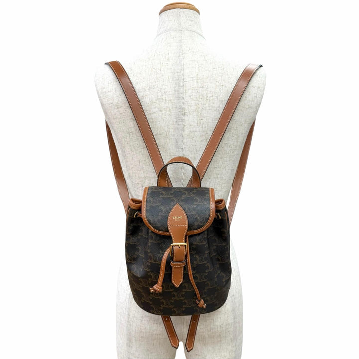 Pristine CELINE Mini Folco Backpack Triomphe canvas Women 197662CAS.04LU