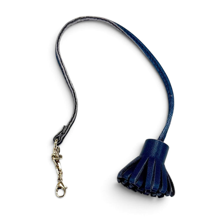 Excellent HERMES Bag charm Carmenchita Pompon Bookmark Navy leather Women