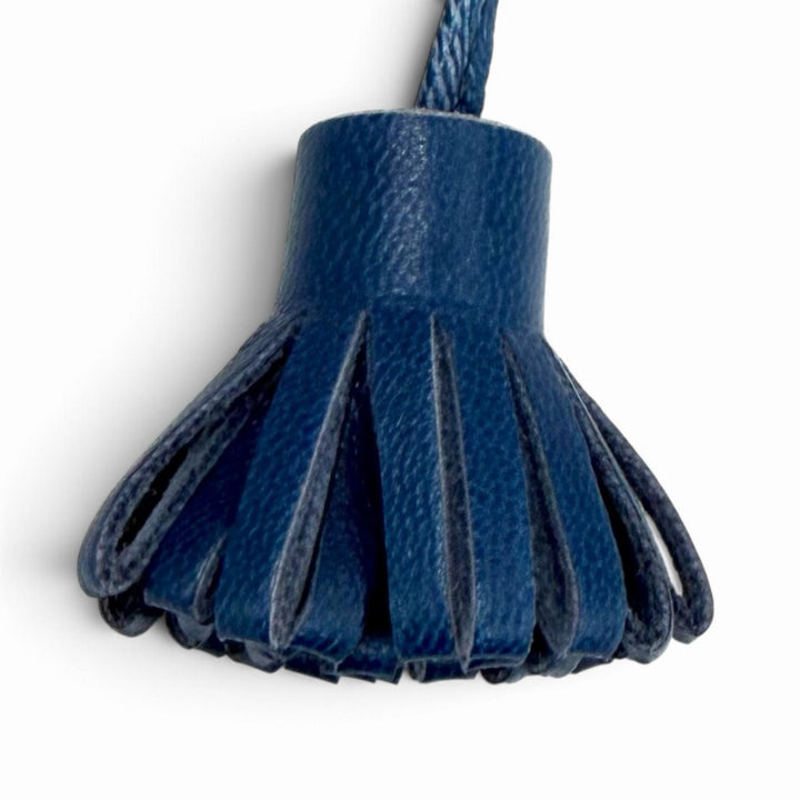 Excellent HERMES Bag charm Carmenchita Pompon Bookmark Navy leather Women
