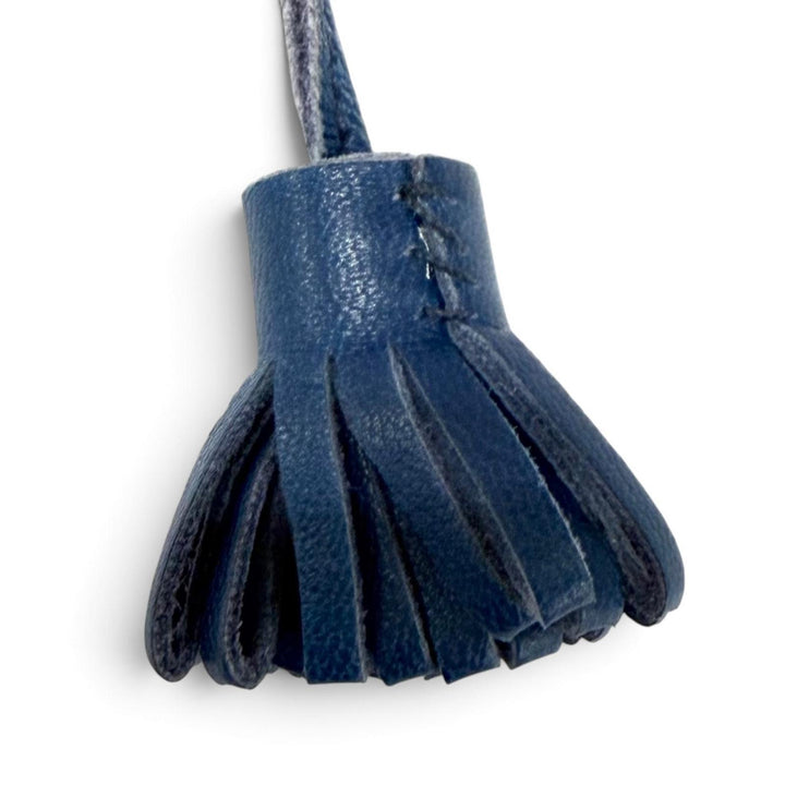 Excellent HERMES Bag charm Carmenchita Pompon Bookmark Navy leather Women