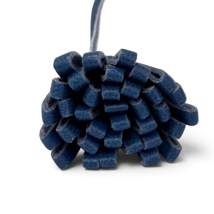Excellent HERMES Bag charm Carmenchita Pompon Bookmark Navy leather Women