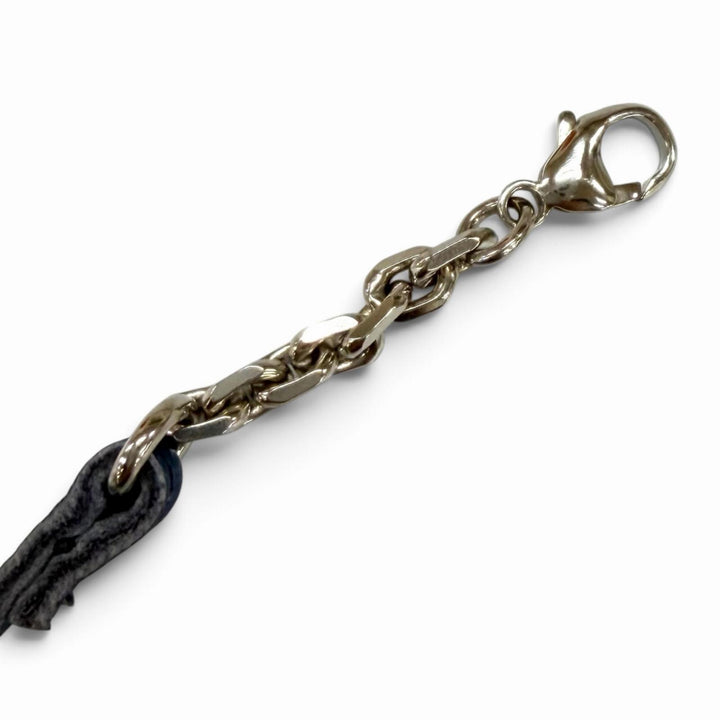 Excellent HERMES Bag charm Carmenchita Pompon Bookmark Navy leather Women