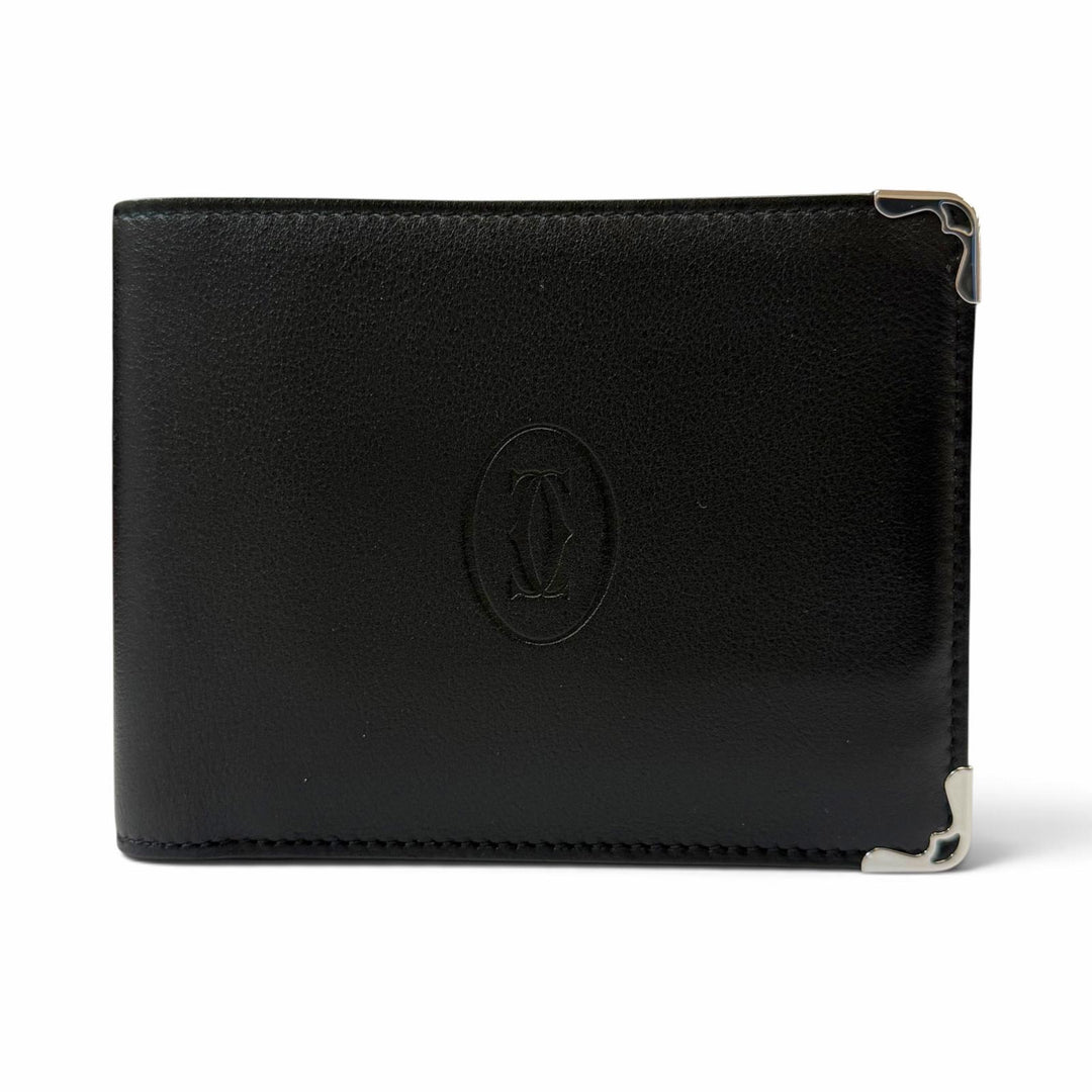 Pristine Cartier Bifold Wallet Must de Cartier Compact wallet black leather mens
