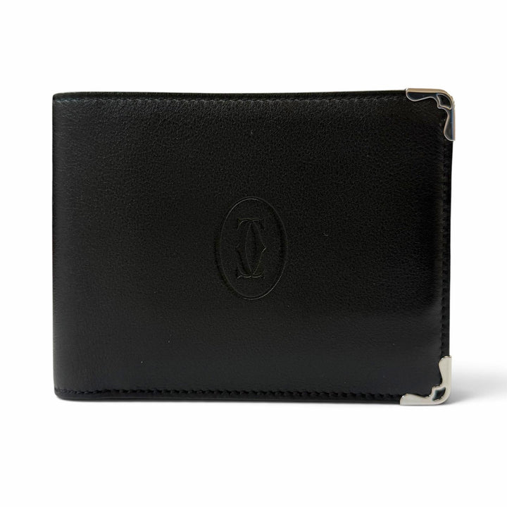 Pristine Cartier Bifold Wallet Must de Cartier Compact wallet black leather mens