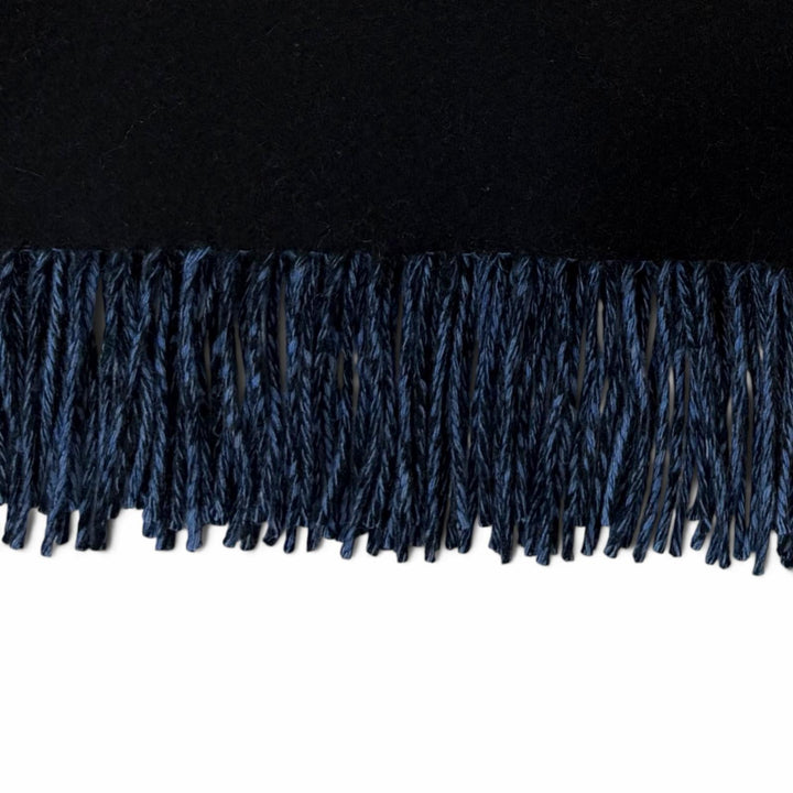 Great HERMES Scarf Two-tone fringed shawl, large size blue cashmere mens