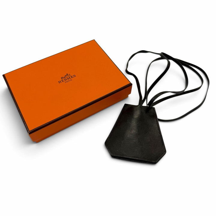 Very Good HERMES Necklace Large Clochette Margiela period black leather mens