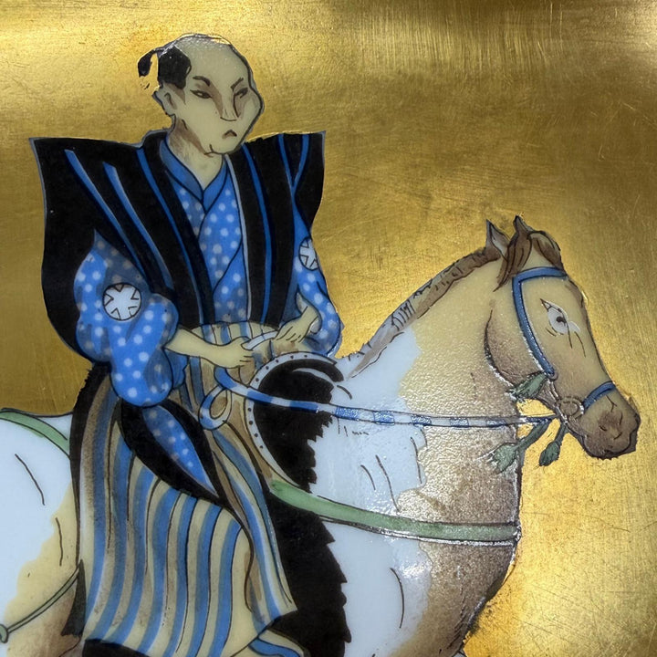Great HERMES ashtray Ashtray Samurai on horseback, gold leaf gold Pottery mens