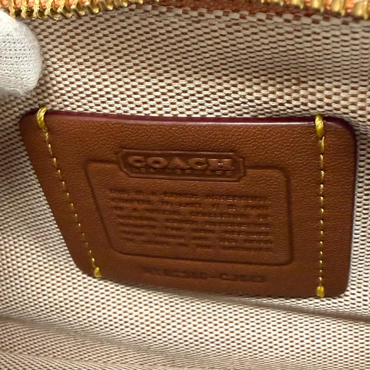 Pristine COACH Handbag Swinger 20 Charm-attached wide crochet leather CJ643