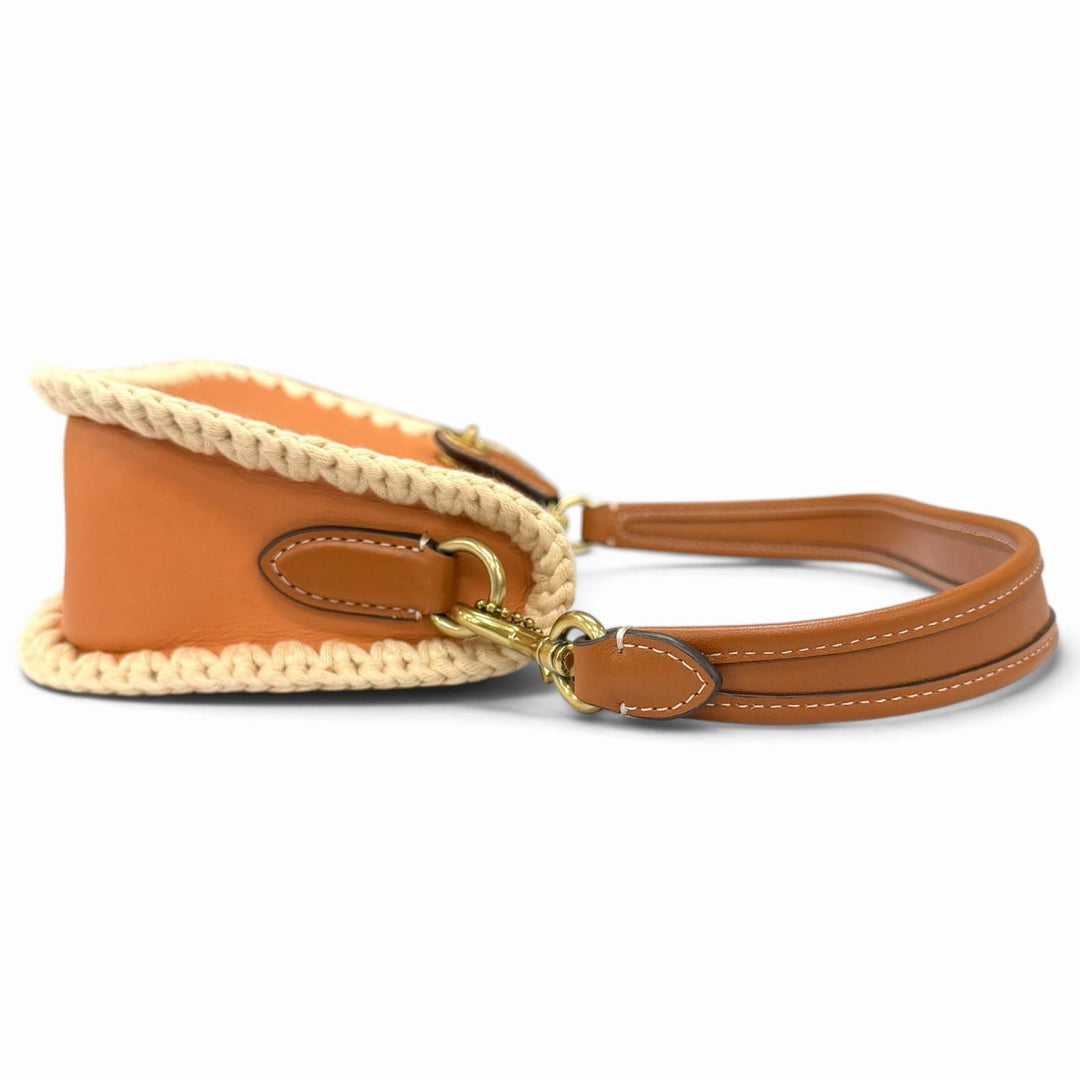Pristine COACH Handbag Swinger 20 Charm-attached wide crochet leather CJ643