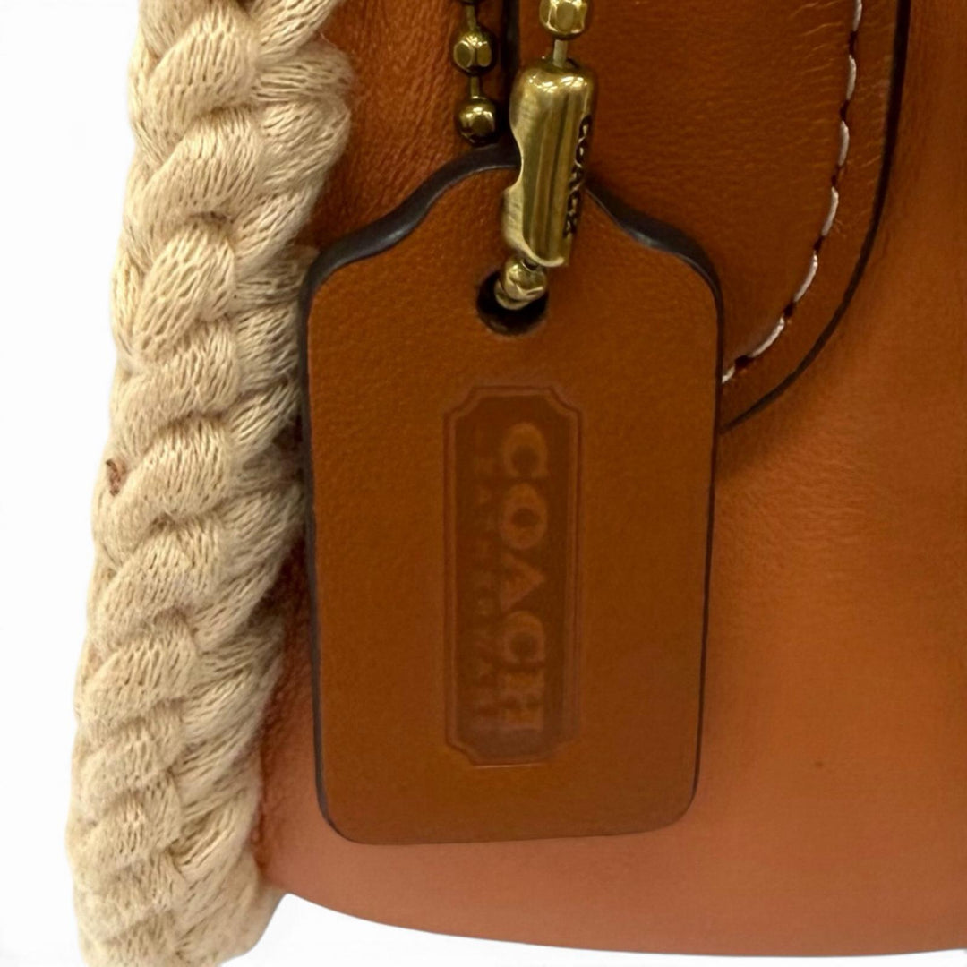 Pristine COACH Handbag Swinger 20 Charm-attached wide crochet leather CJ643