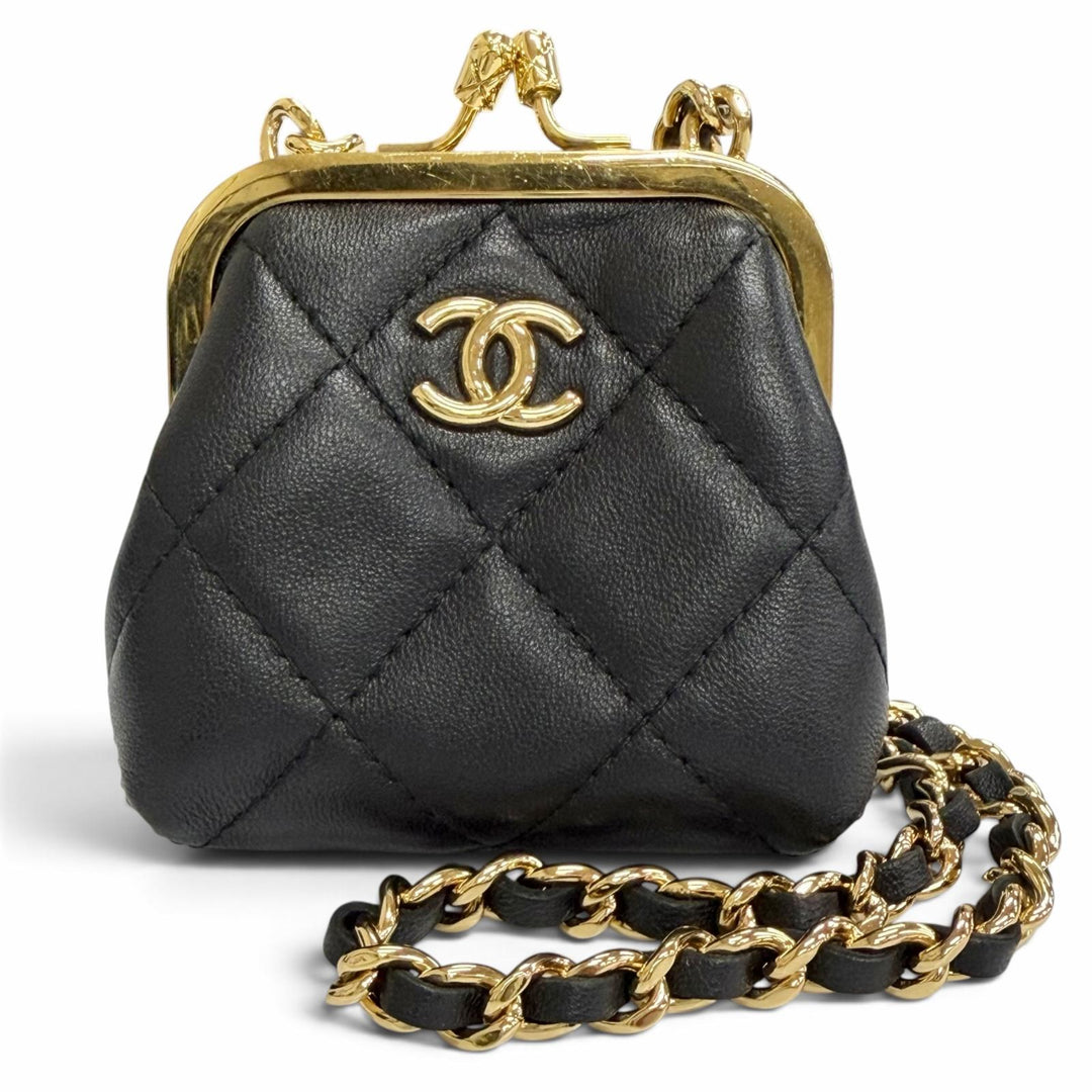 Great CHANEL Matelassé COCO Mark Mini Chain Shoulder Bag (Random Number) black