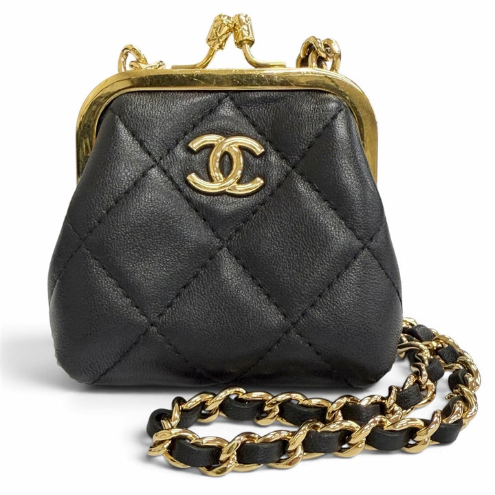 Great CHANEL Matelassé COCO Mark Mini Chain Shoulder Bag (Random Number) black