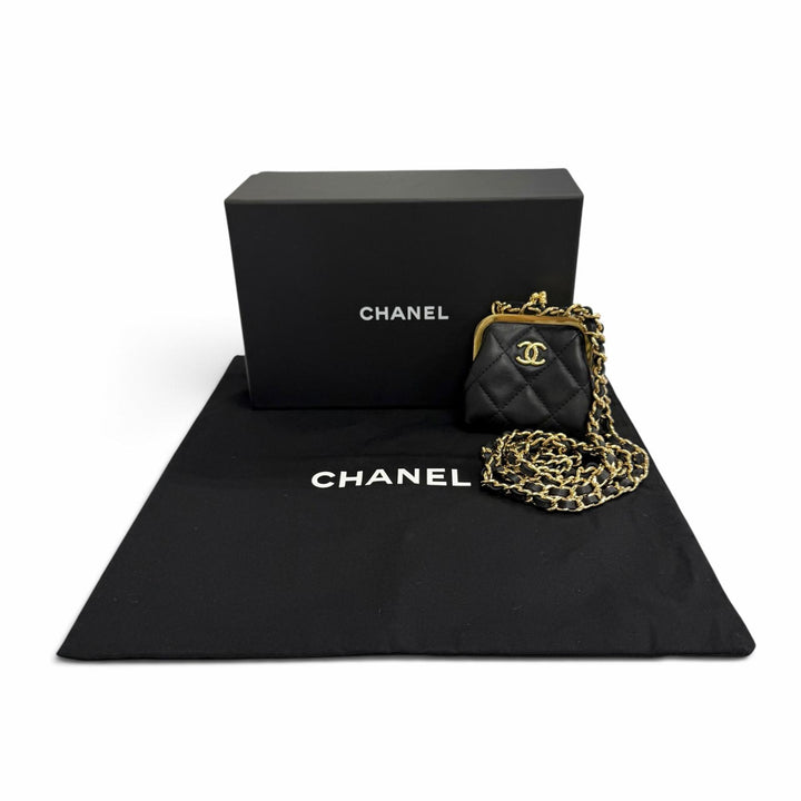 Great CHANEL Matelassé COCO Mark Mini Chain Shoulder Bag (Random Number) black