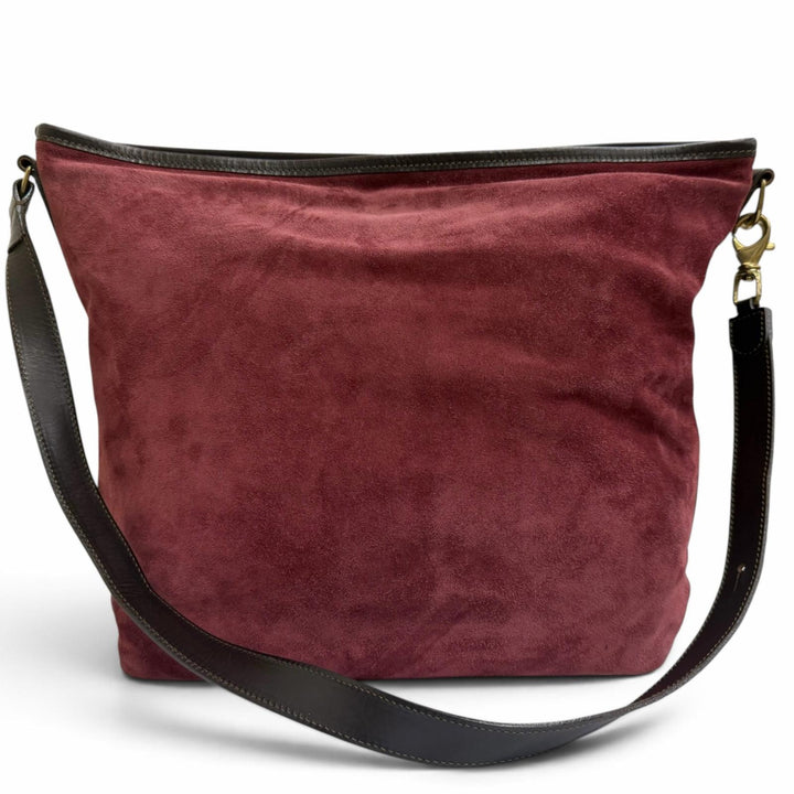 Great Felisi Shoulder Bag wine-red Suede leather mens 18/43 SN