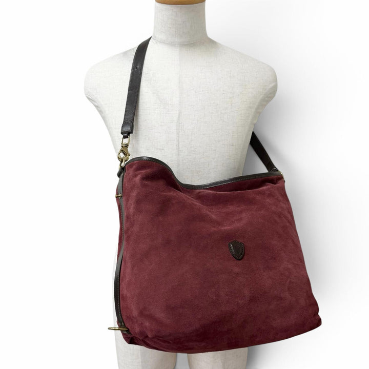 Great Felisi Shoulder Bag wine-red Suede leather mens 18/43 SN