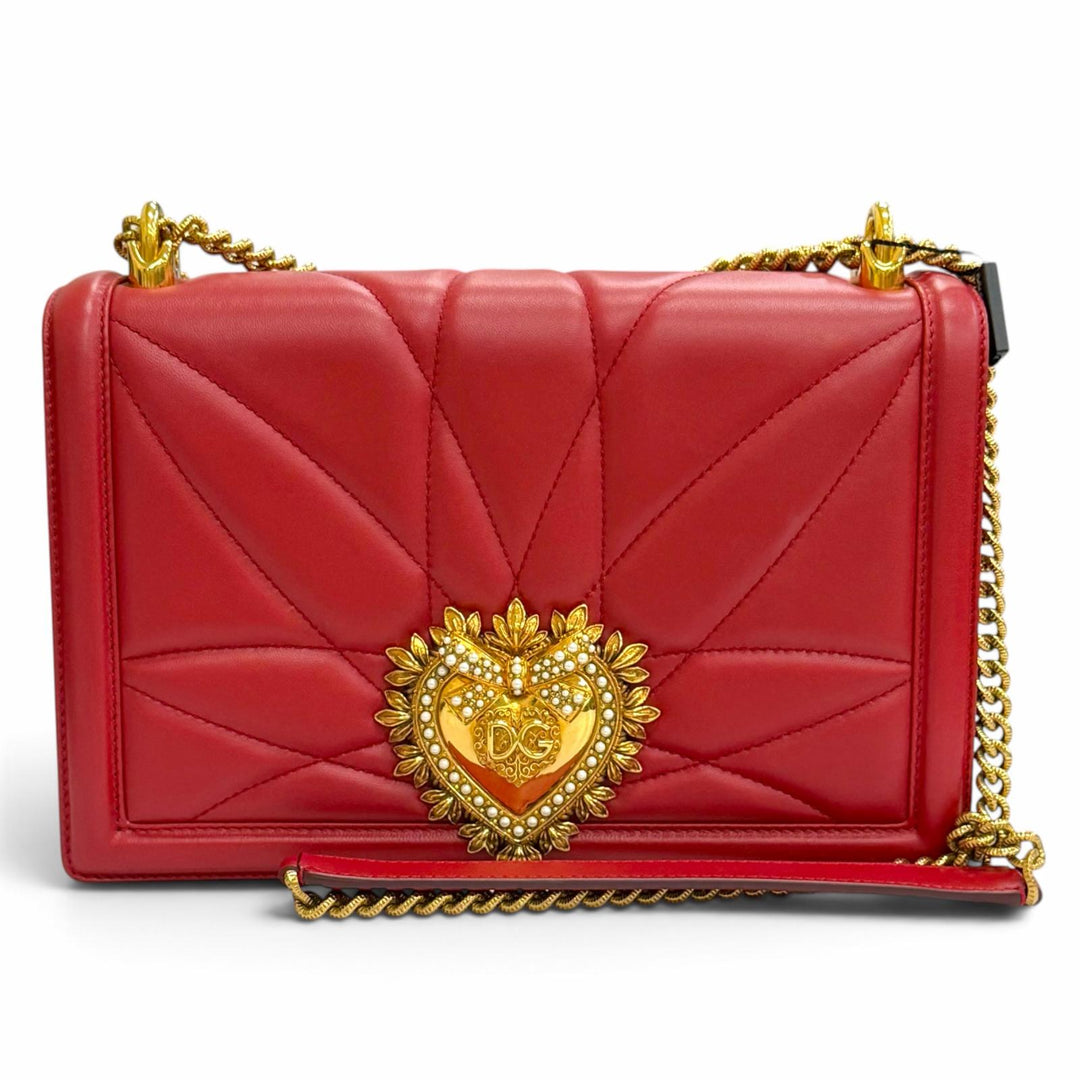Pristine DOLCE&GABBANA Shoulder Bag devotion DG Pearl Logo Leather Chain BB6651