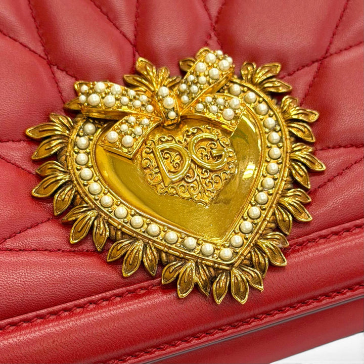 Pristine DOLCE&GABBANA Shoulder Bag devotion DG Pearl Logo Leather Chain BB6651