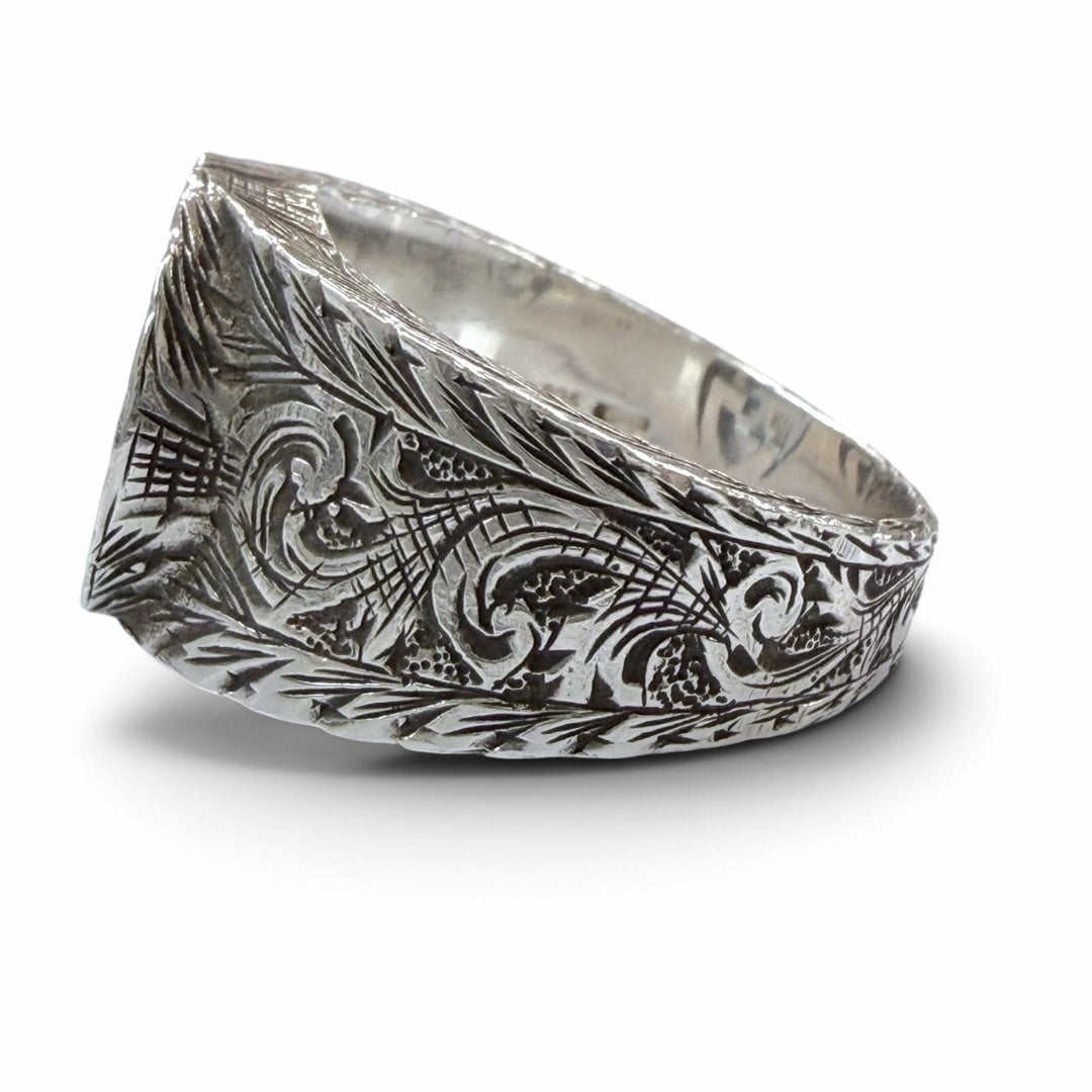 Great GUCCI Ring ring Interlocking G Arabesque Silver AG925 mens 23