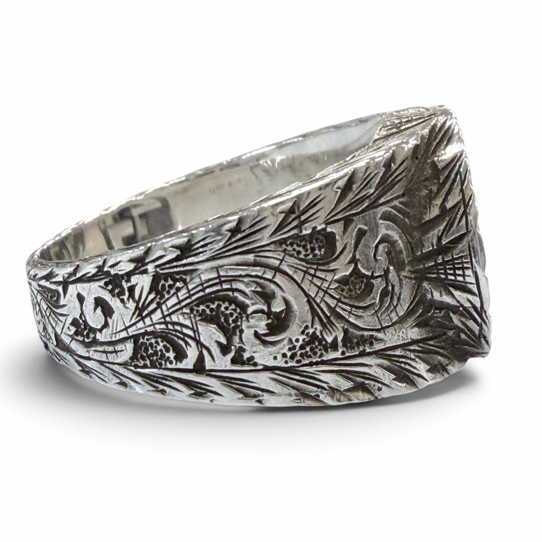 Great GUCCI Ring ring Interlocking G Arabesque Silver AG925 mens 23