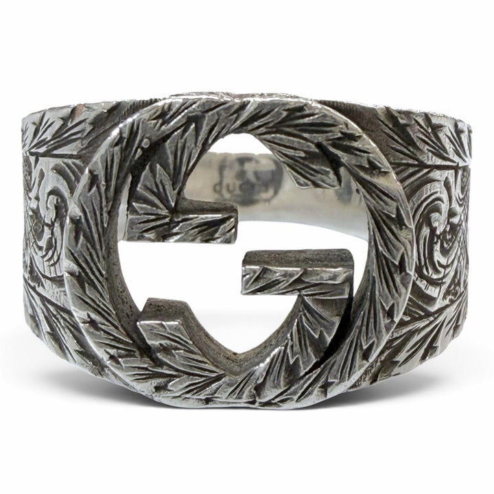 Great GUCCI Ring ring Interlocking G Arabesque Silver AG925 mens 23