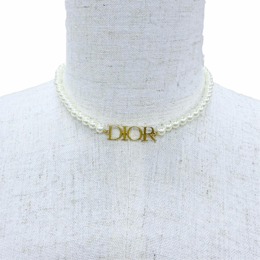 Excellent DIOR Necklace DIOREVOLUTION NECKLACE Pearl Necklace Choker gold Women