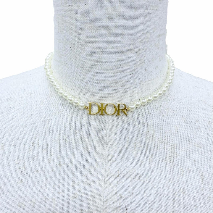 Excellent DIOR Necklace DIOREVOLUTION NECKLACE Pearl Necklace Choker gold Women