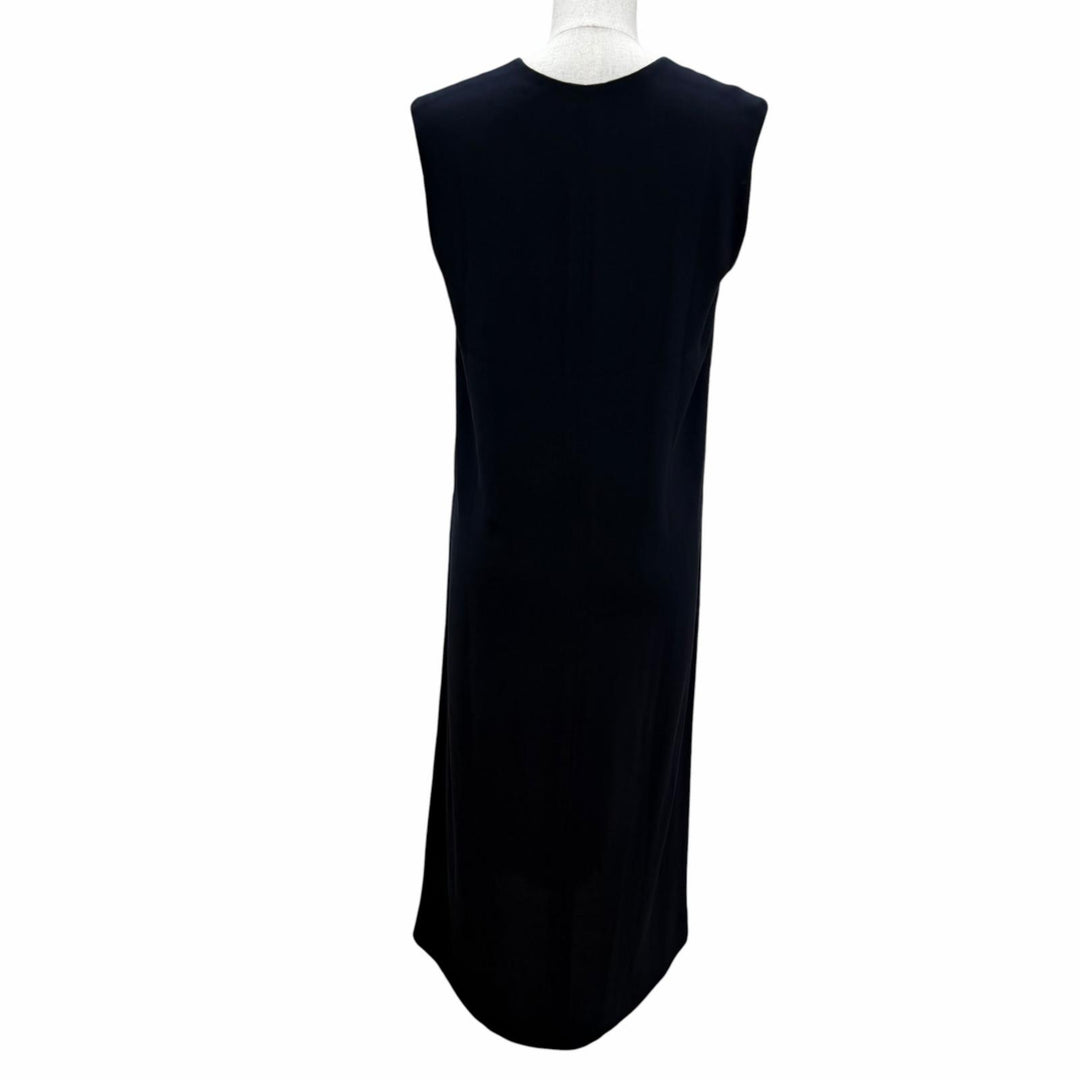 Great HERMES one piece Margiela era Valeuse sleeveless V-neck Navy silk Women 34