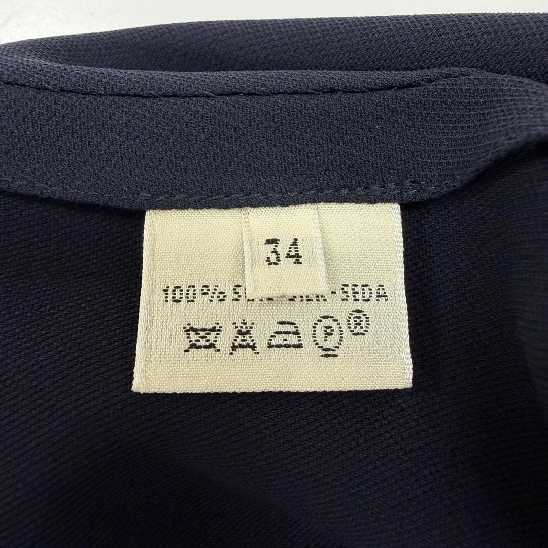Great HERMES one piece Margiela era Valeuse sleeveless V-neck Navy silk Women 34