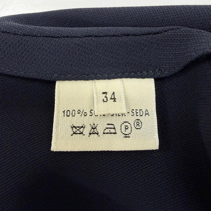 Great HERMES one piece Margiela era Valeuse sleeveless V-neck Navy silk Women 34