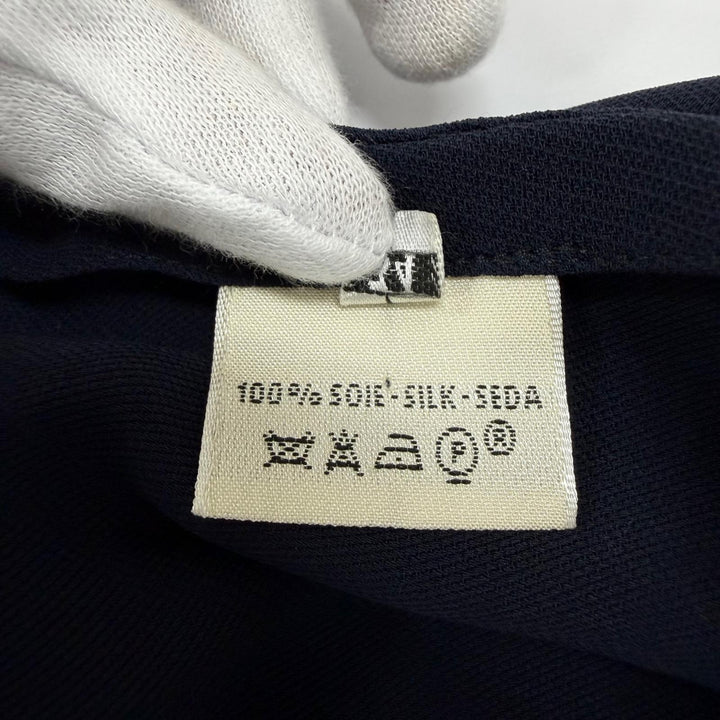Great HERMES one piece Margiela era Valeuse sleeveless V-neck Navy silk Women 34