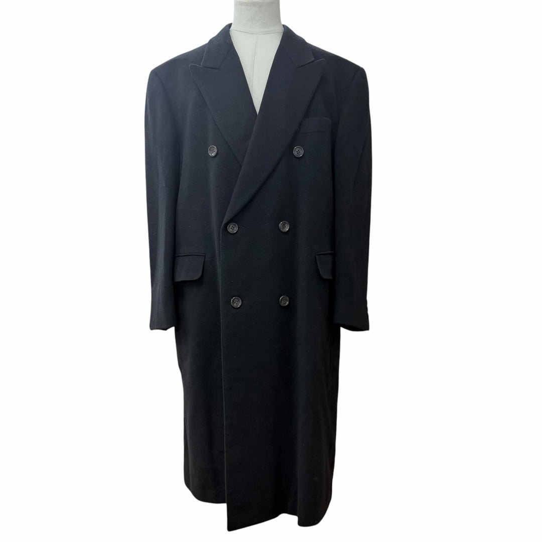 Great LANVIN CLASSIQUE Double chester coat black cashmere mens 52