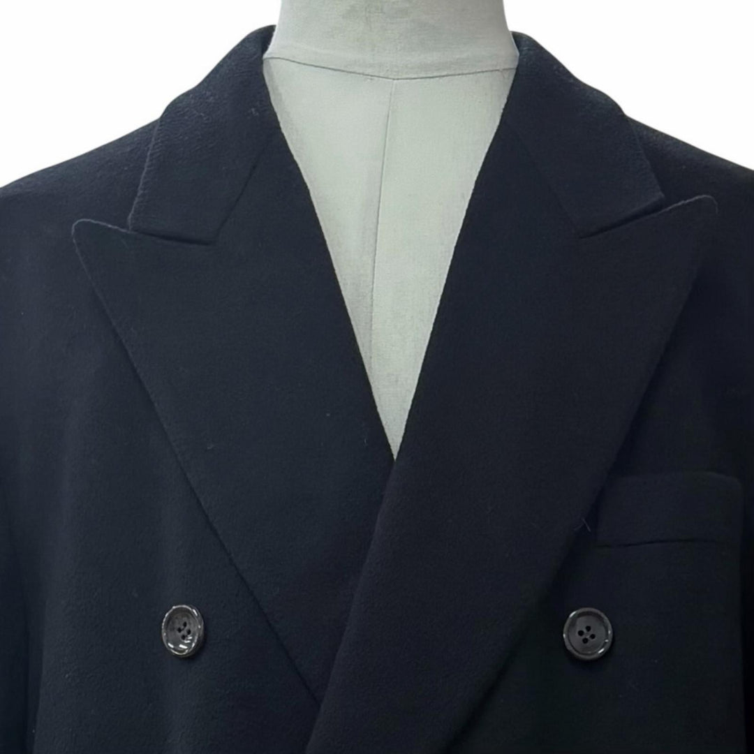 Great LANVIN CLASSIQUE Double chester coat black cashmere mens 52