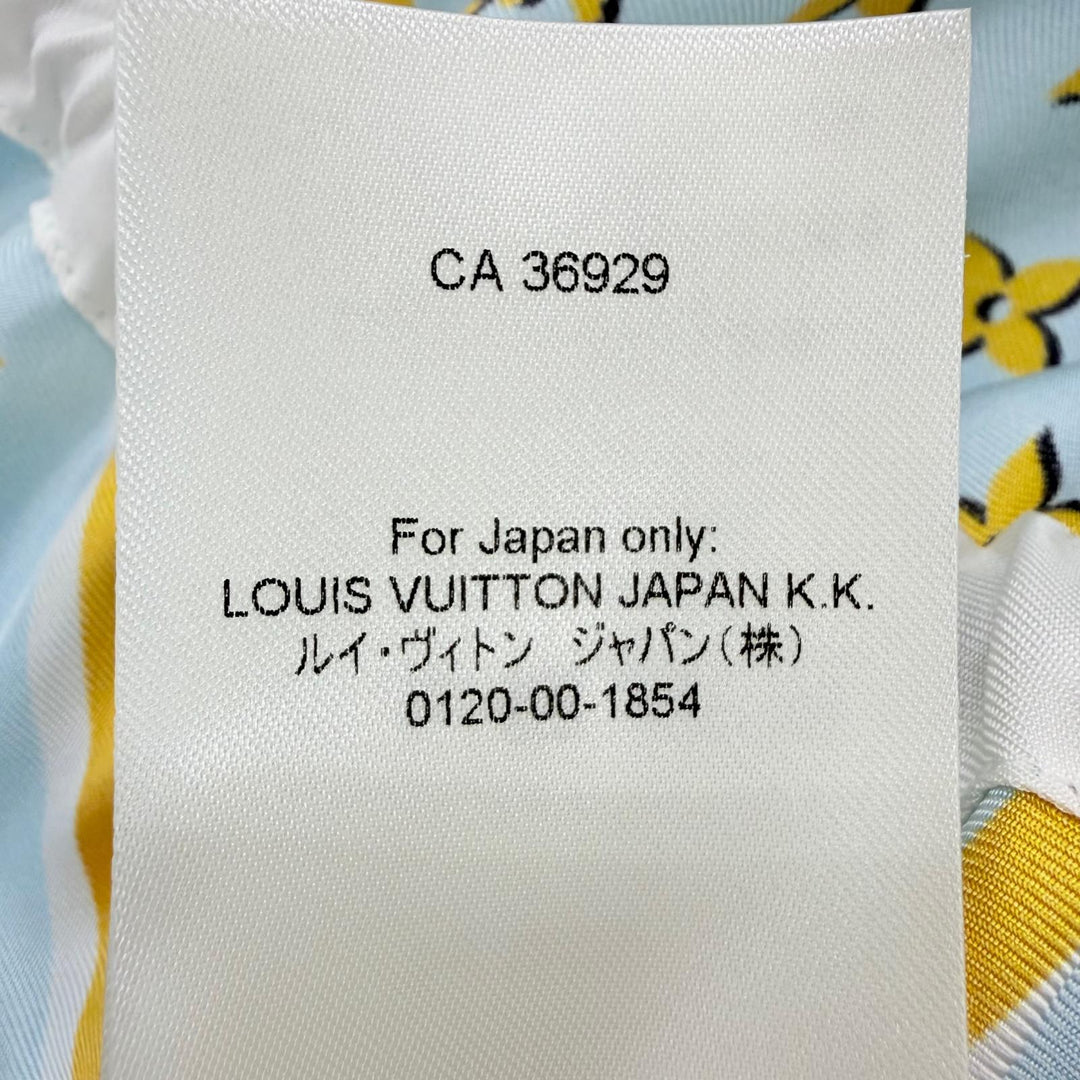 Pristine LOUIS VUITTON one piece Silk-trimmed monogram scarf Light blue XS