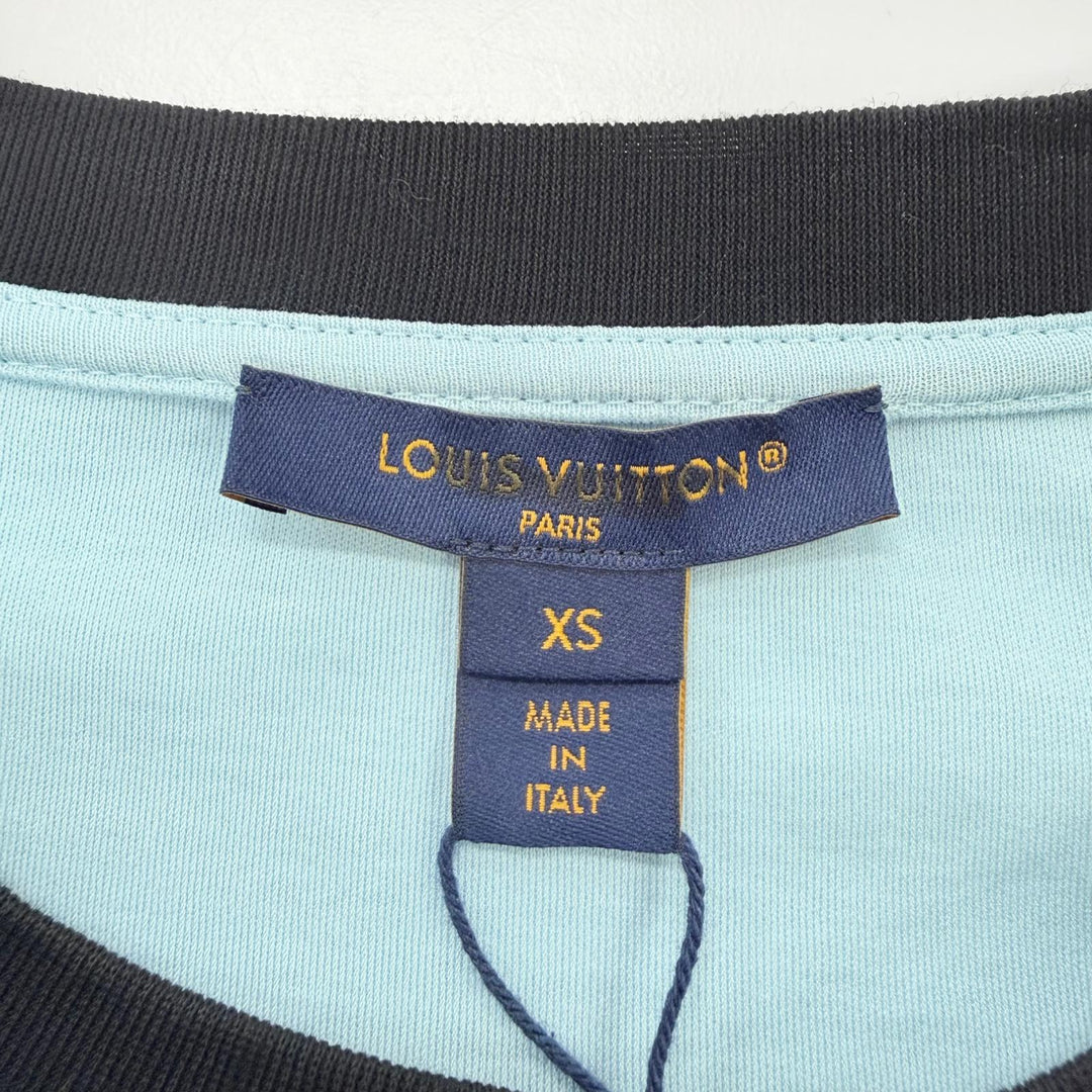 Pristine LOUIS VUITTON one piece Silk-trimmed monogram scarf Light blue XS