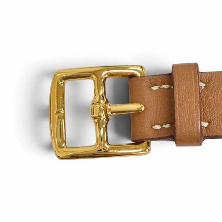 Excellent HERMES bracelet Caleche Double Tour Bracelet Brown leather Women