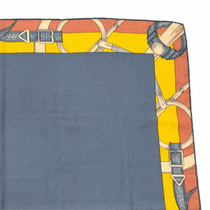 Pristine HERMES scarf Carré 90 Encadré Éperon d'Or cashmere Women
