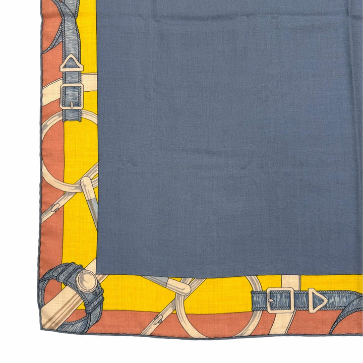 Pristine HERMES scarf Carré 90 Encadré Éperon d'Or cashmere Women
