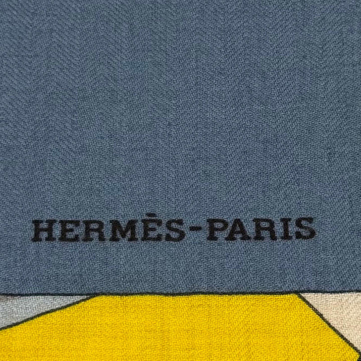 Pristine HERMES scarf Carré 90 Encadré Éperon d'Or cashmere Women