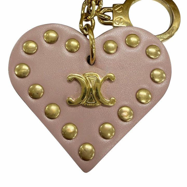 Excellent CELINE Bag charm TRIOMPHE POM-POM CHARM shearling calf leather Brown